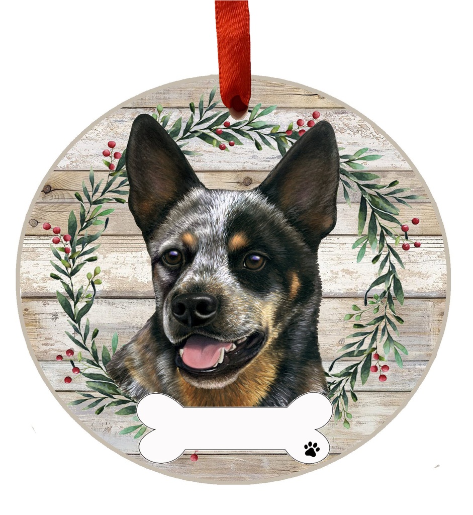 Australian Cattle Dog ornament, ceramic wreath