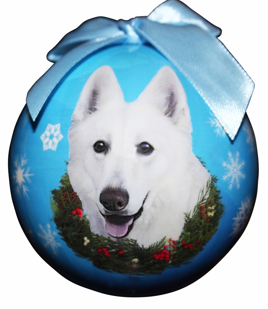 German Shepherd, white Ornaments, Christmas Ball