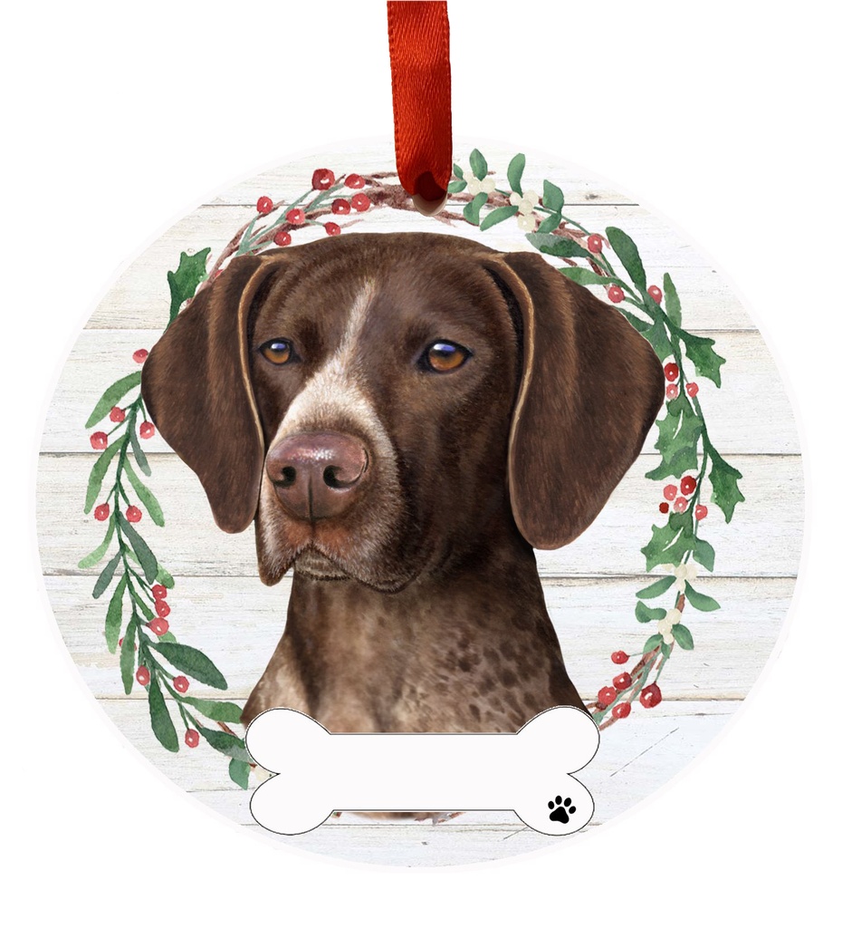 German Shorthaired Pointer ornament, ceramic wreath