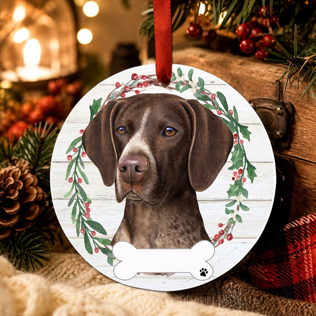 German Shorthaired Pointer ornament, ceramic wreath