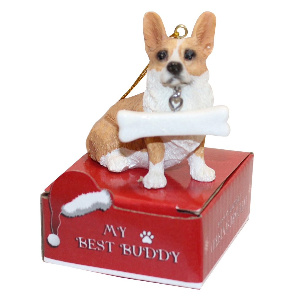 Welsh Corgi  Ornament statue with bone