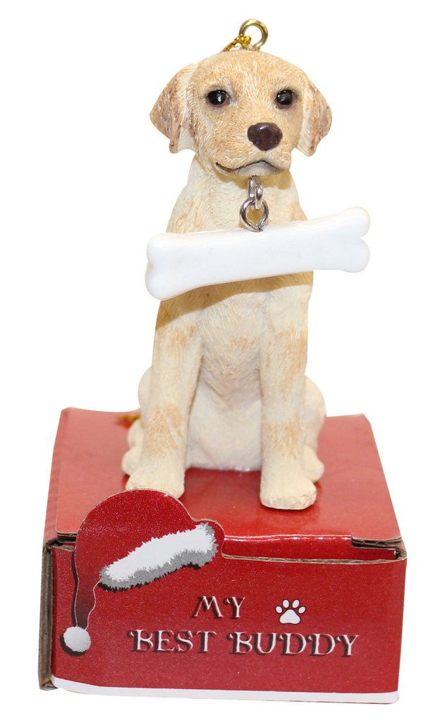 Labrador, yellow Ornament statue with bone
