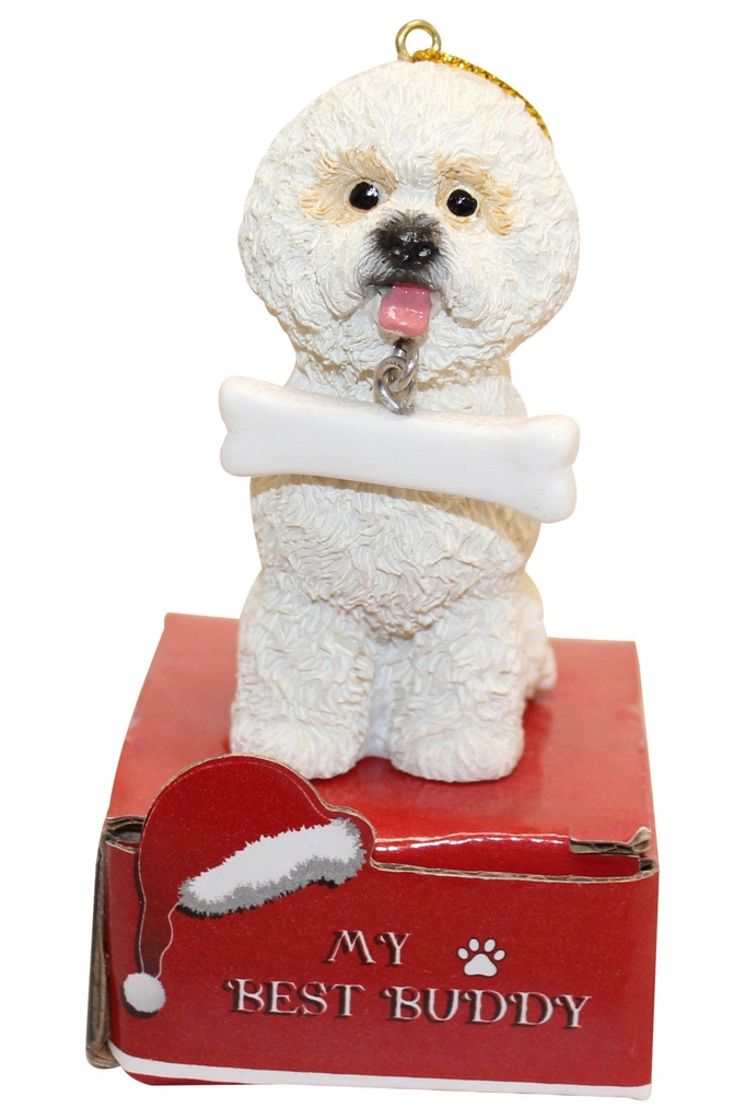 Bichon Frise  Ornament statue with bone