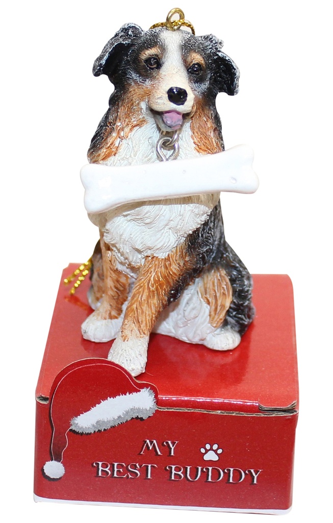 Australian Shepherd  Ornament statue with bone