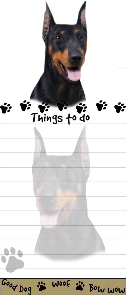 Doberman  Notepads, Magnetic Tall Die-Cut