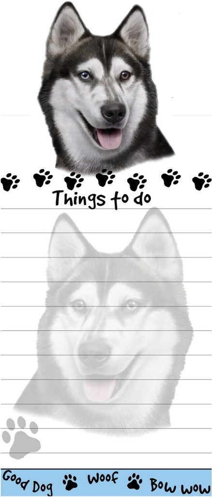 Siberian Husky  Notepads, Magnetic Tall Die-Cut