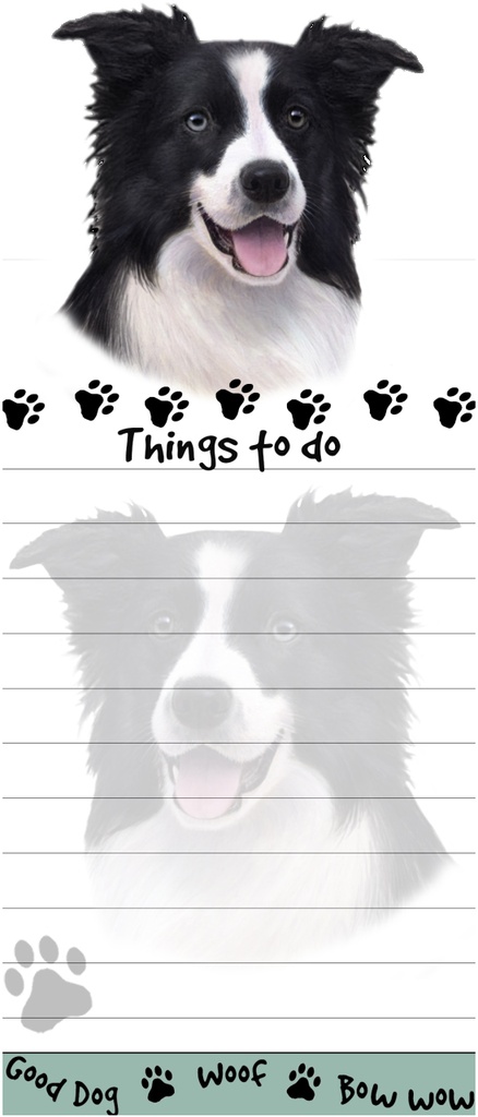 Border Collie  Notepads, Magnetic Tall Die-Cut