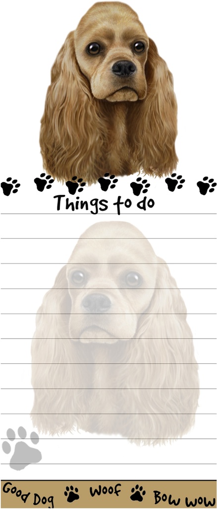 Cocker Spaniel, buff Notepads, Magnetic Tall Die-Cut
