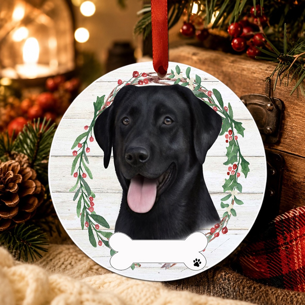 Labrador, black ornament, ceramic wreath