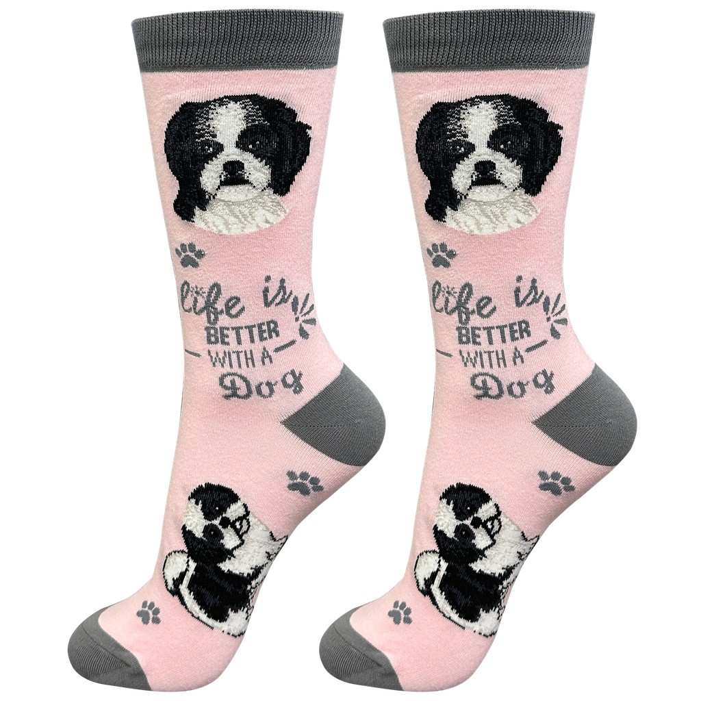Shih Tzu, black socks, life is better