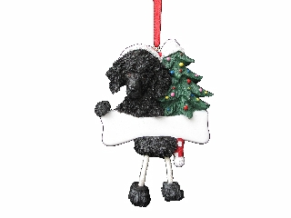 Poodle, black Dangling Dog ornament