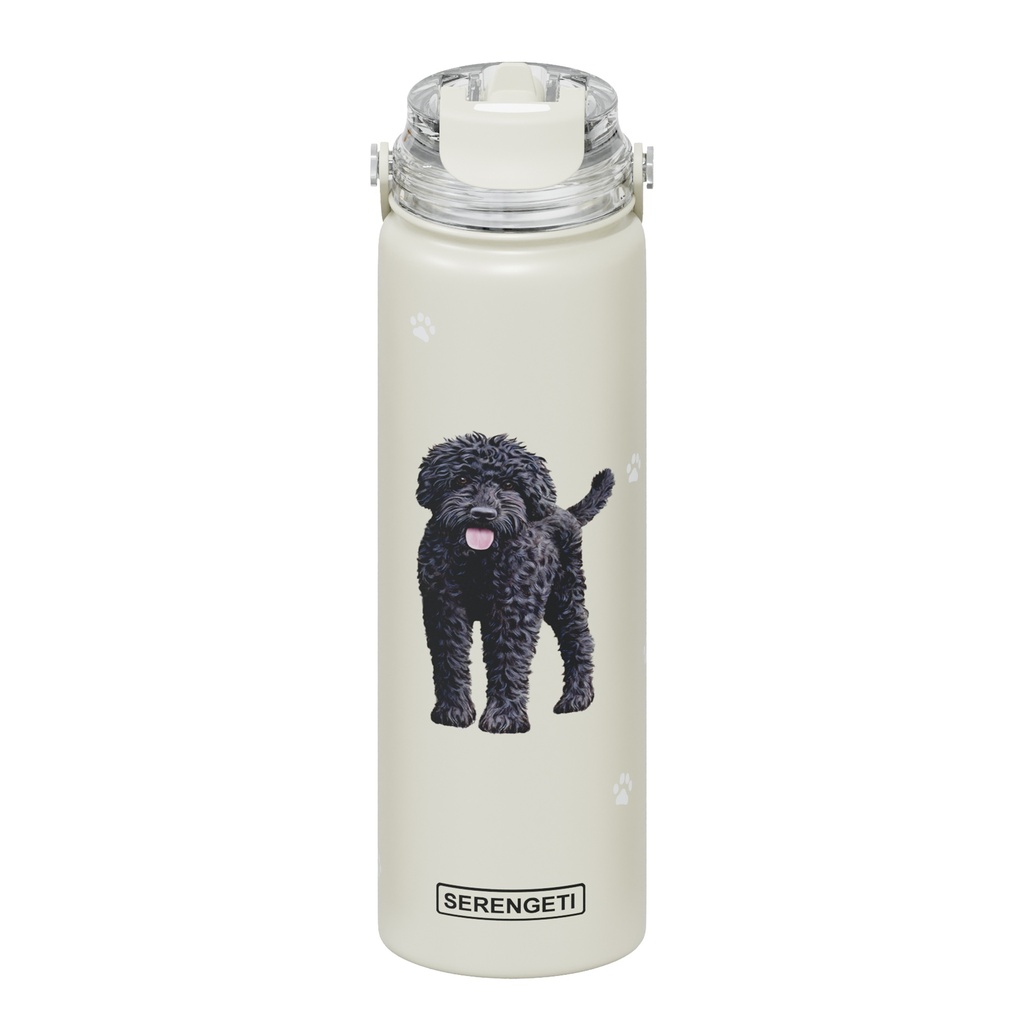 Labradoodle, black water bottle