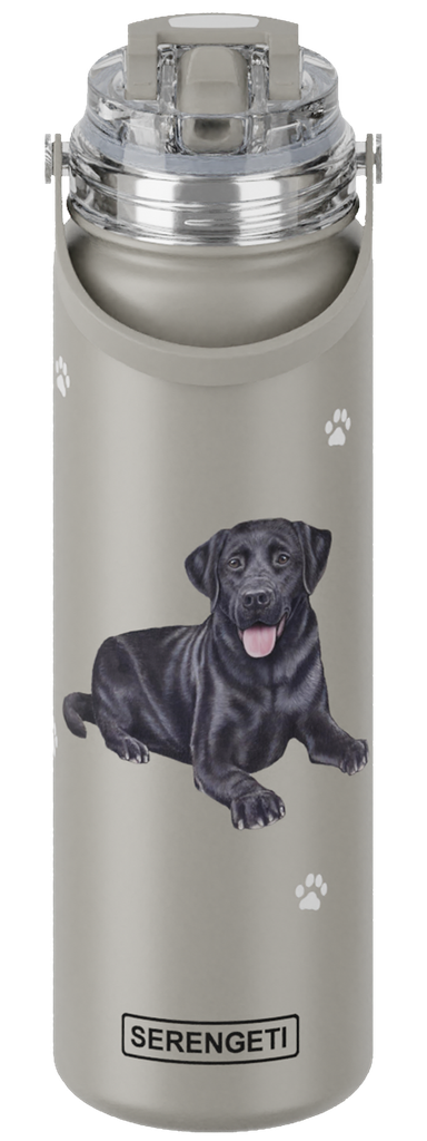 Lab, black water bottle