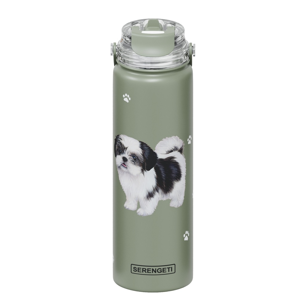Shih Tzu, black water bottle