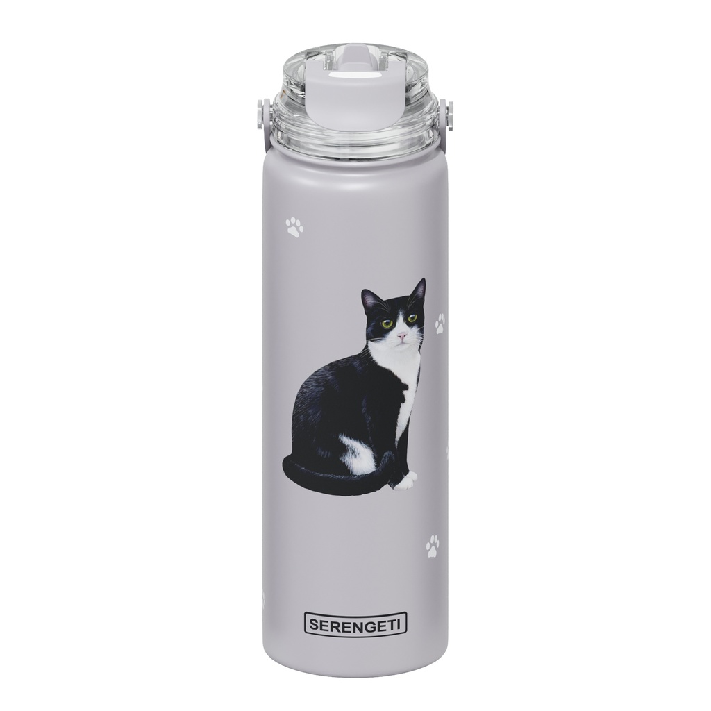 Cat, Black and white water bottle