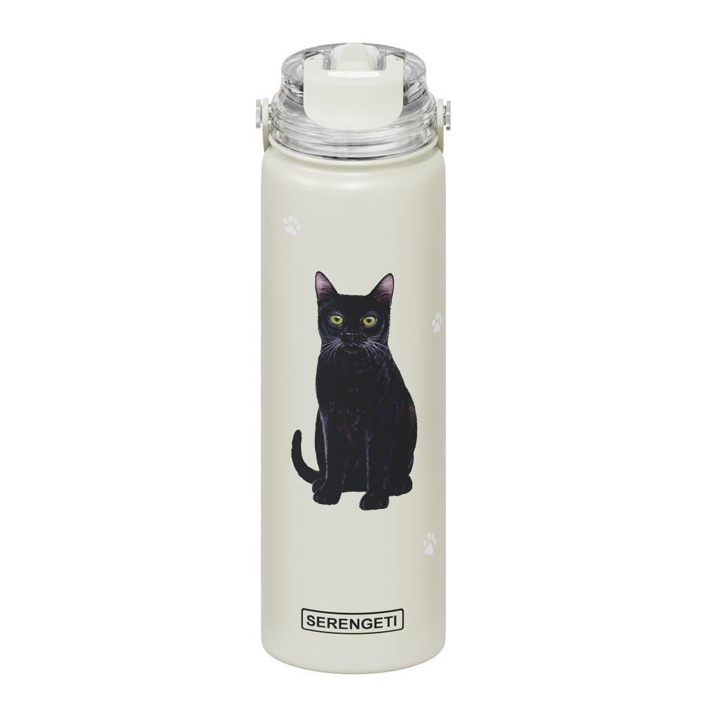Cat, Black water bottle