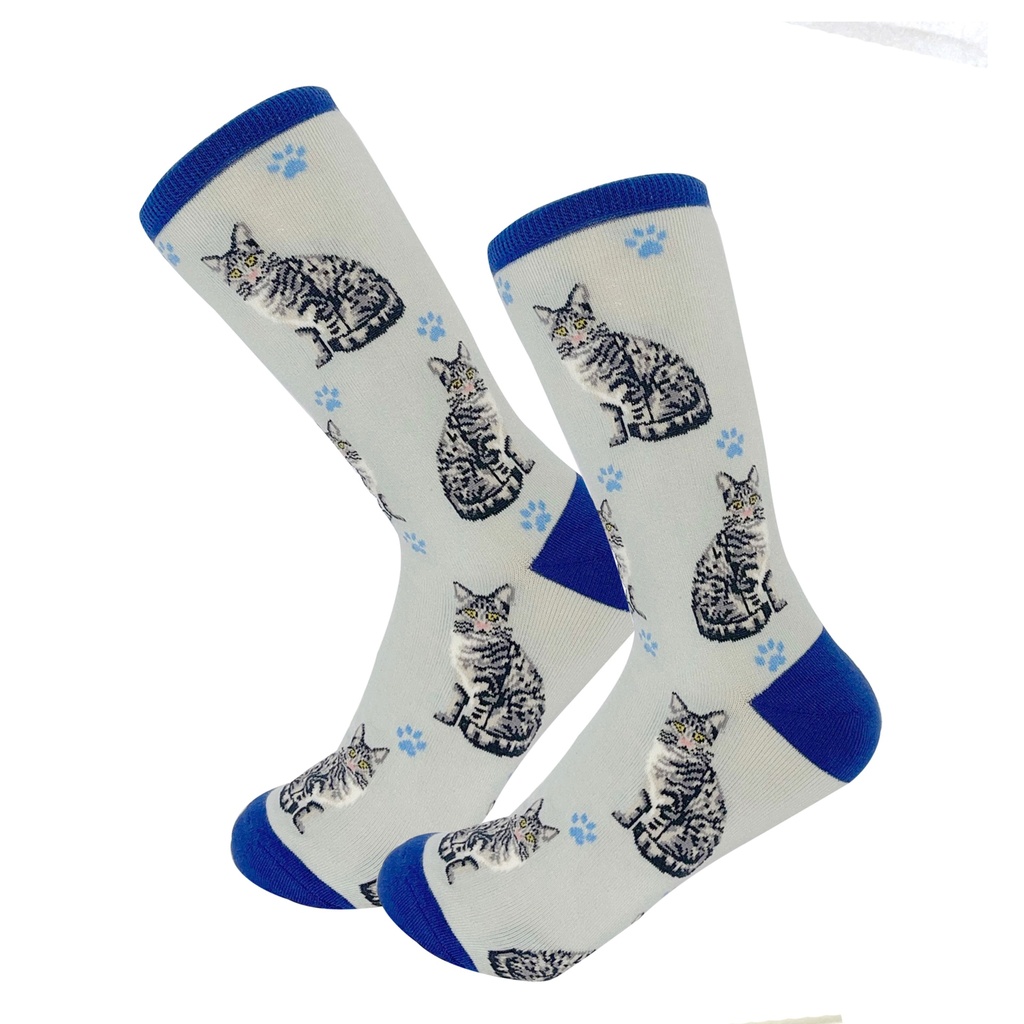 Cat, Silver Tabby, Full Body Socks