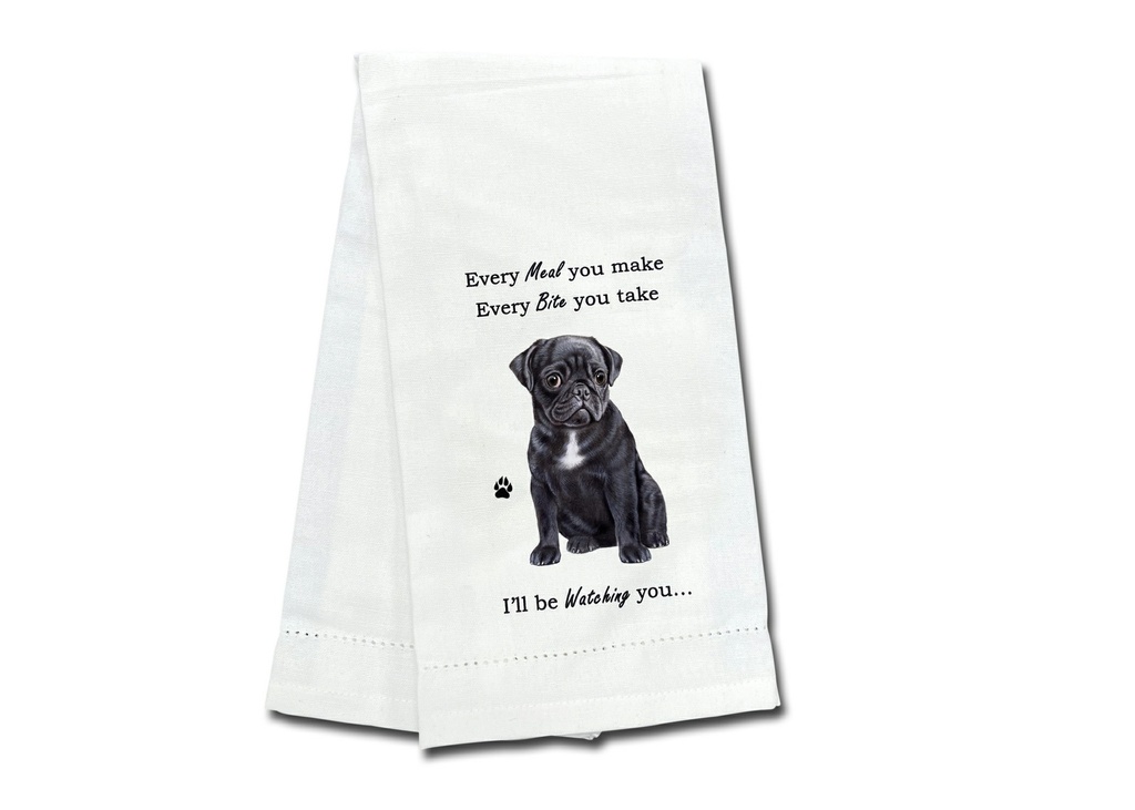 Pug, black, Kitchen Towel