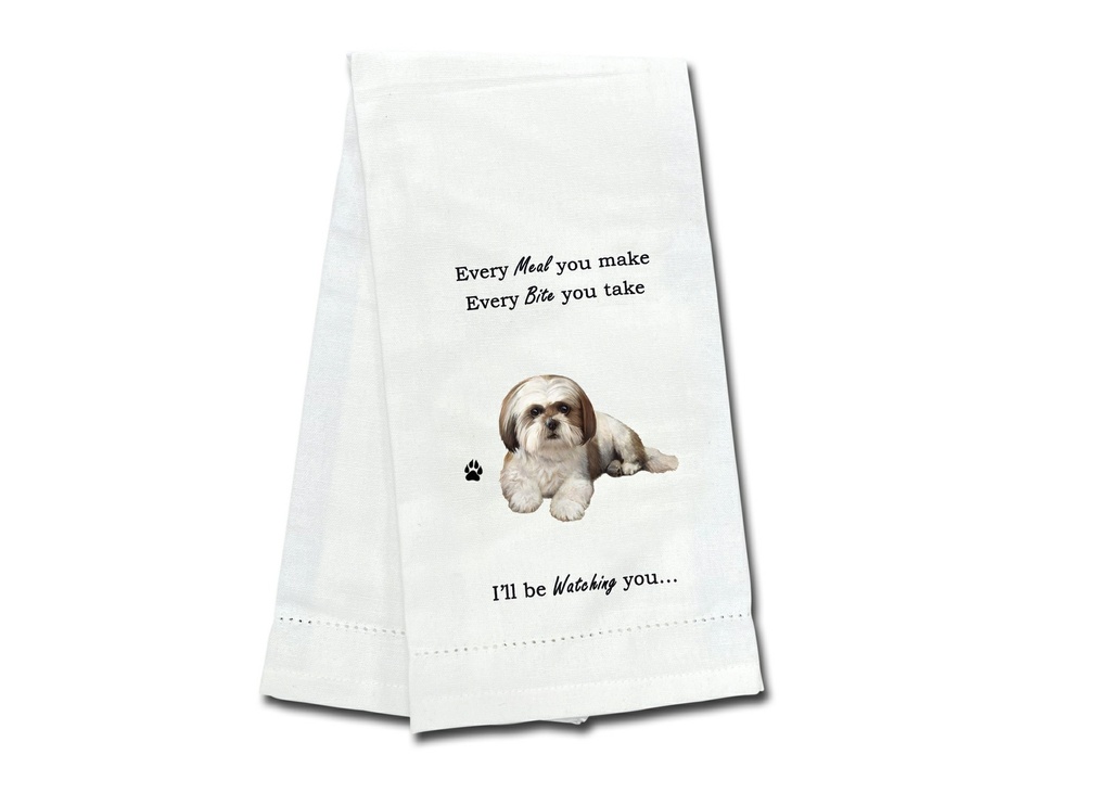 Shih Tzu, tan and white puppy cut, Kitchen Towel