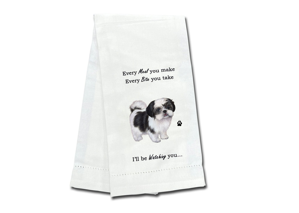 Shih Tzu, black and white puppy cut, Kitchen Towel