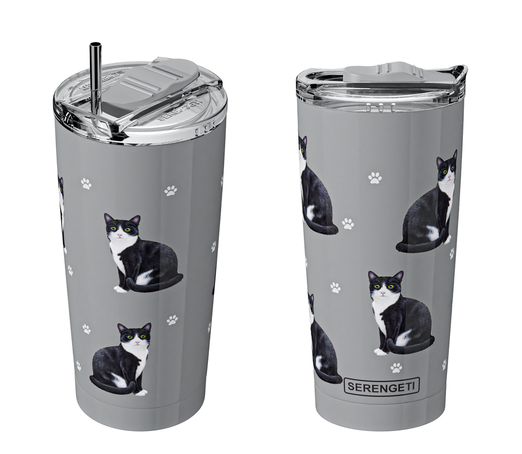 Cat, Black and white Serengeti Tumblers