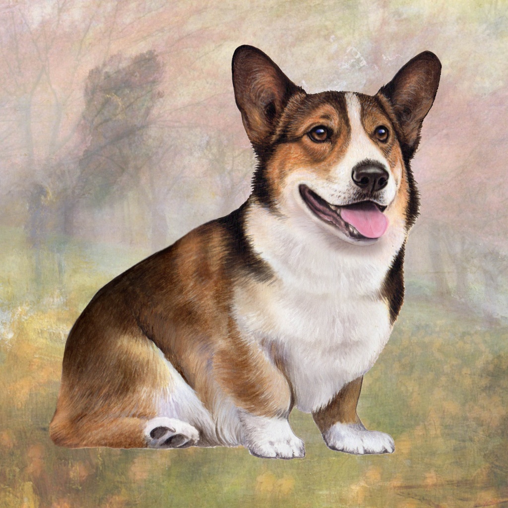 Welsh Corgi Coaster standing, square