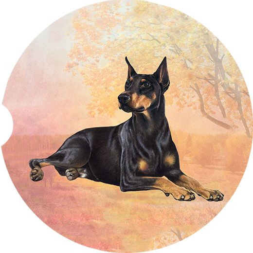 Doberman Laying coasters car