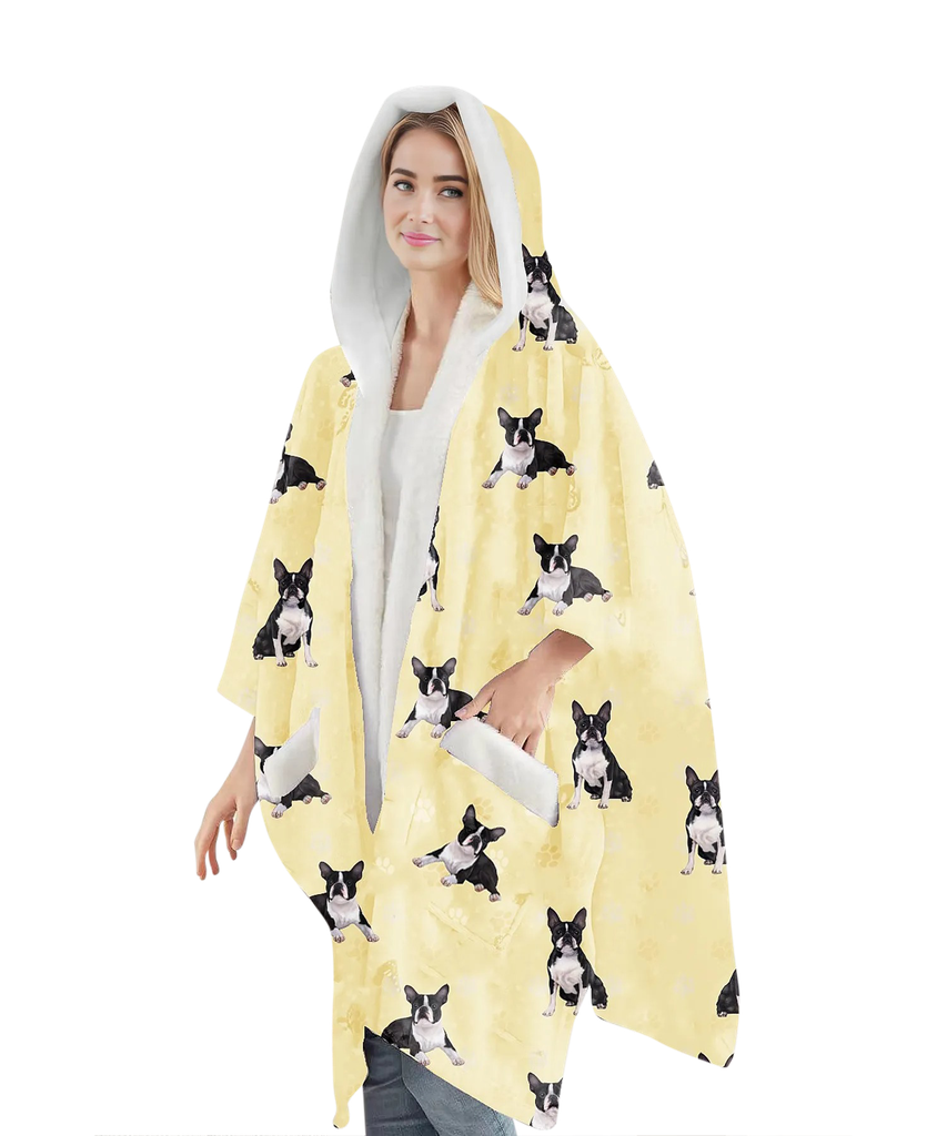 Boston Terrier Snuggs Wrap - Wearable Blanket Hoodie