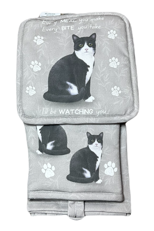 Black & White Cat - 3 Piece Kitchen Set