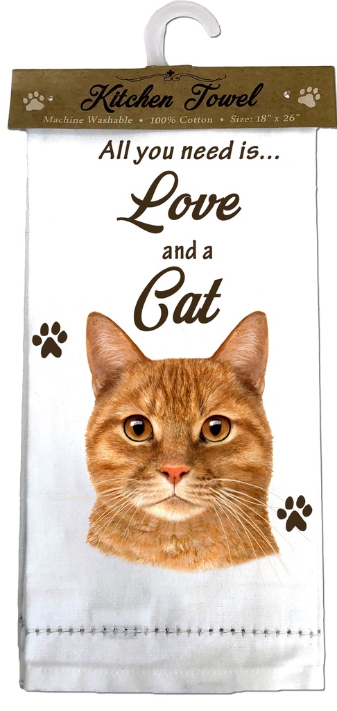 Tabby Orange Cat Kitchen Towel