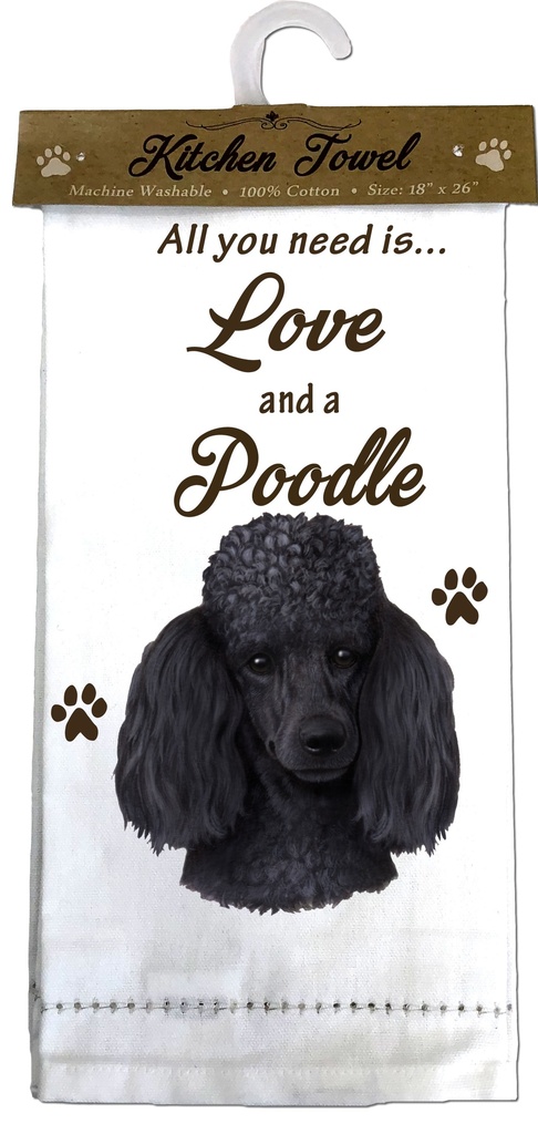 Poodle, Black Kitchen Towel
