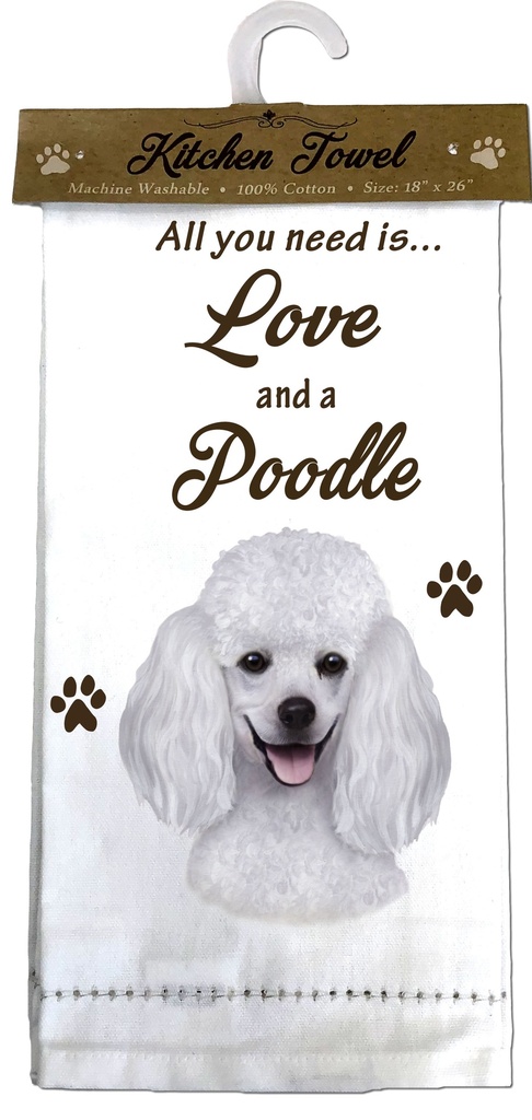 Poodle, White Kitchen Towel