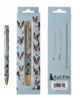 Boston Terrier, Light Blue Ball Point Pen