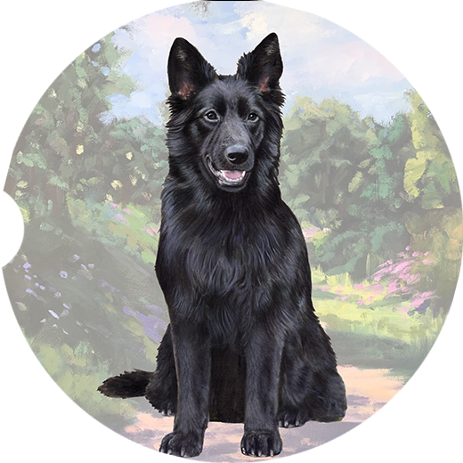 German Shepherd Black Sitting coasters car (Sitting)