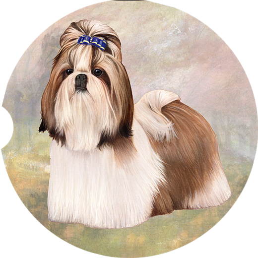 Shih Tzu Tan and White Laying  coasters car