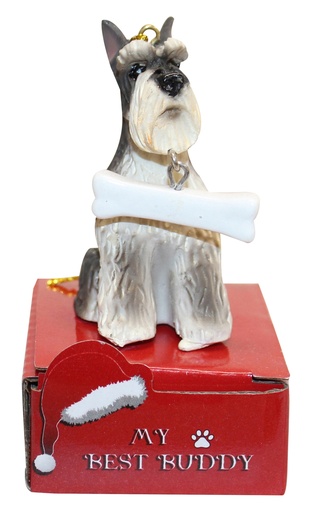[900-34] shnauzer cropped ornament statue with bone
