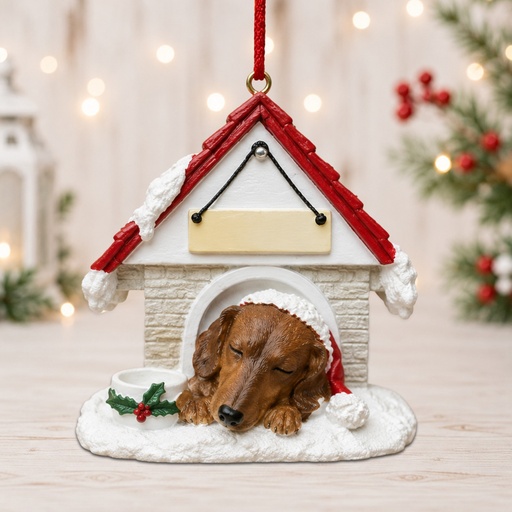 [35355-13] Dachshund, red Doghouse ornament
