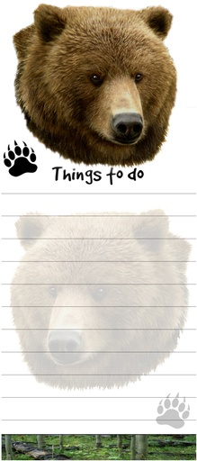 [403-1] Grizzly, Bear Notepads, Magnetic Tall Die-Cut