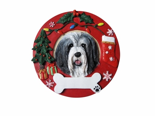 [331-81] Bearded Collie Circle-Shaped Ornament