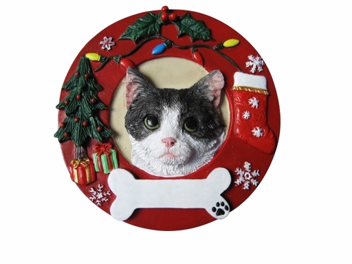 [332-3] Black and White Cat Circle- Shaped Ornament