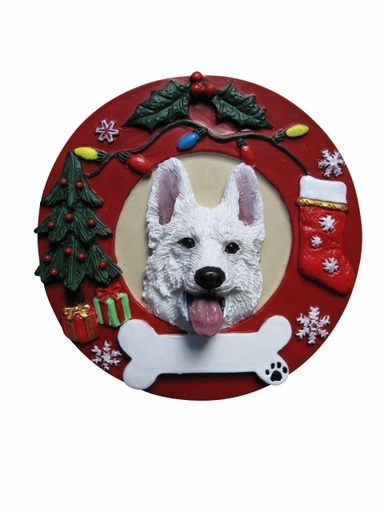 [331-75w] German Shepherd, white Circle-Shaped Ornaments