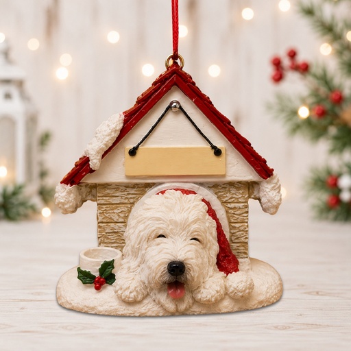 [35355-77] Old English Sheepdog, Doghouse ornament