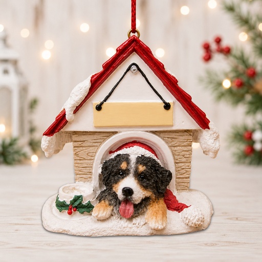 [35355-52] Bernese Mountain Dog, Doghouse Ornament