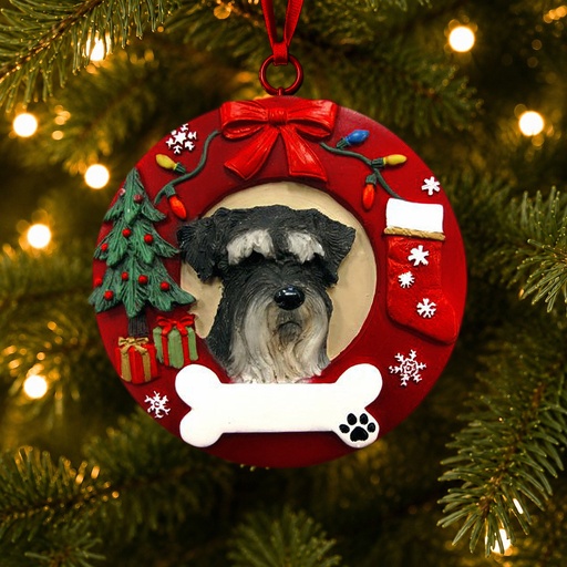 [331-105] Schnauzer, uncropped  Circle-Shaped Ornaments