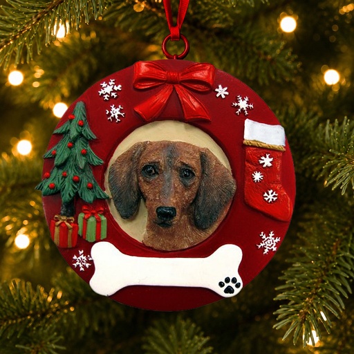 [331-13] Dachshund, red  Circle-Shaped Ornaments