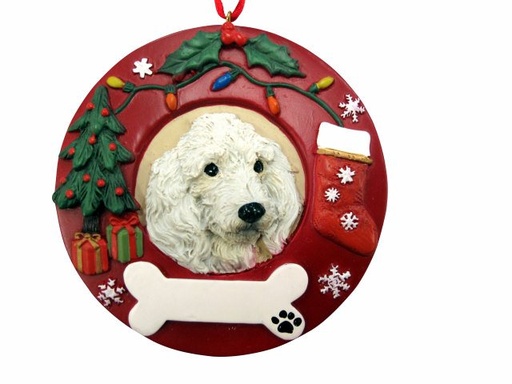 [331-28] Poodle, white  Circle-Shaped Ornaments
