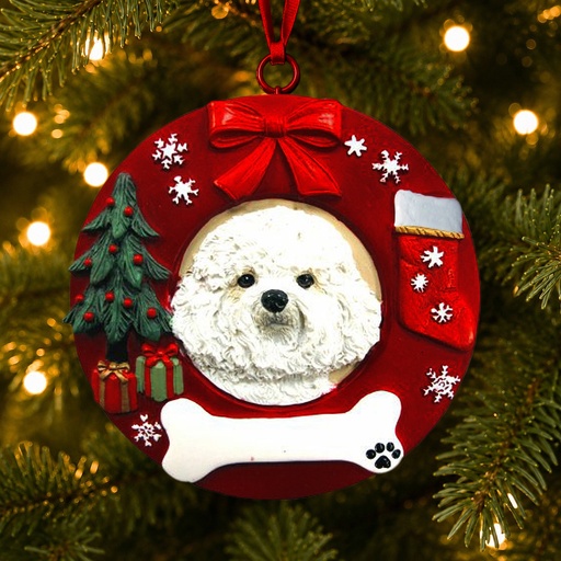[331-4] Bichon Frise  Circle-Shaped Ornaments