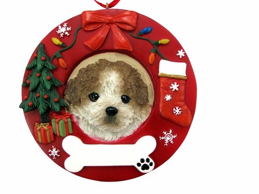 [331-87] Shih Tzu, tan and white puppy cut  Circle-Shaped Ornaments