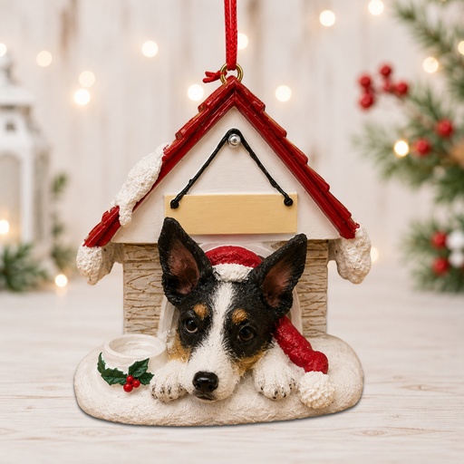 [35355-92] Rat Terrier, Doghouse Ornament