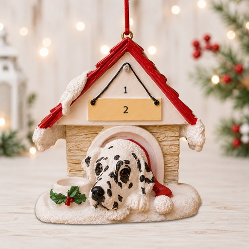 [35355-47] Dalmatian doghouse ornament
